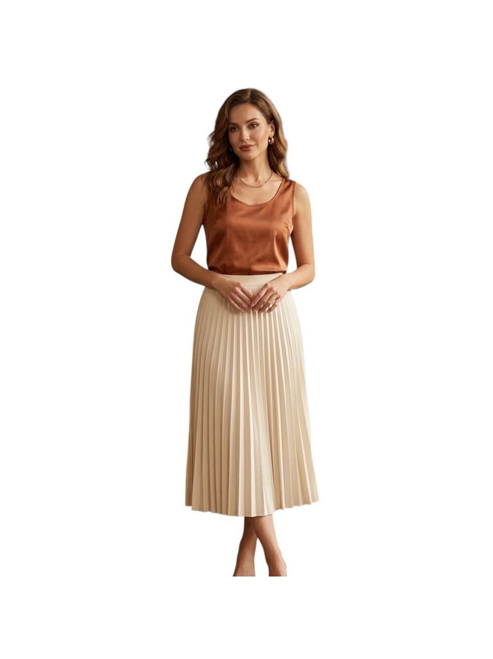 MOYEE Satin Camisole Tank Copper Brown Silky Top Size M NWT